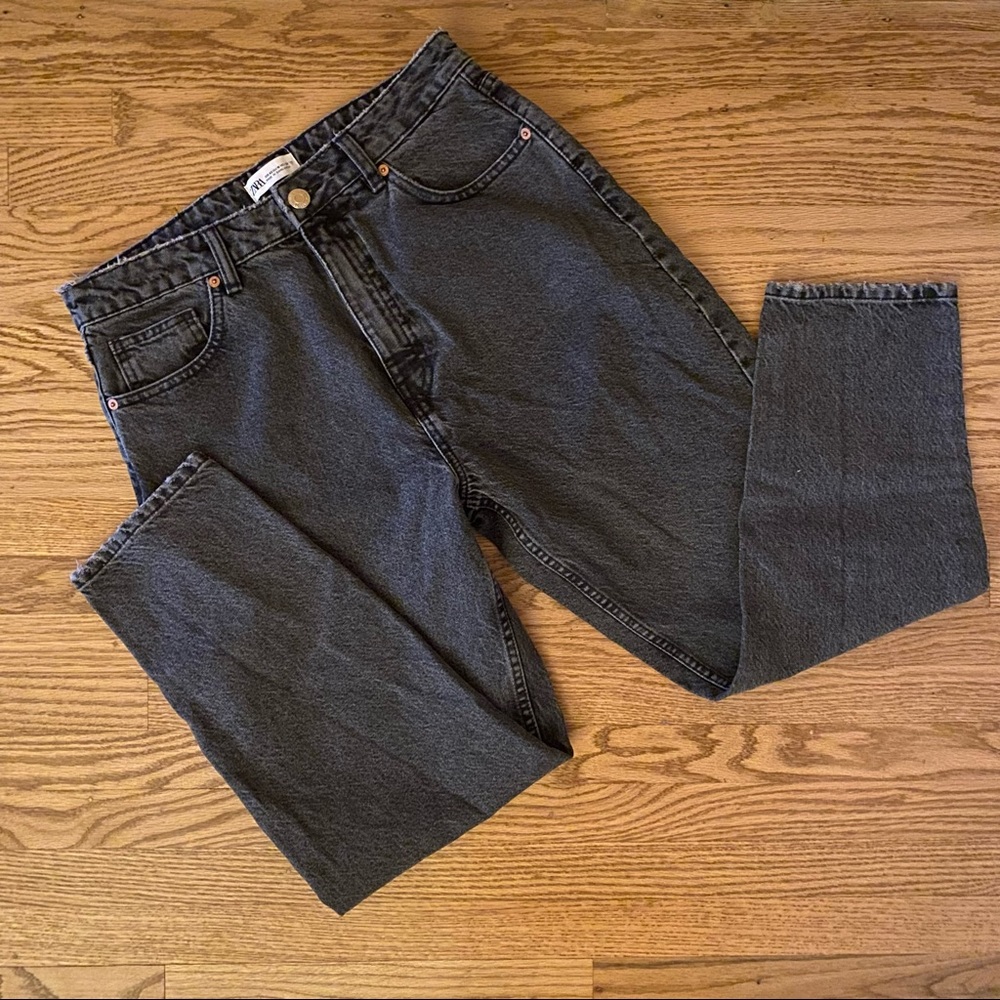 Zara dark grey barrel mom jean 10